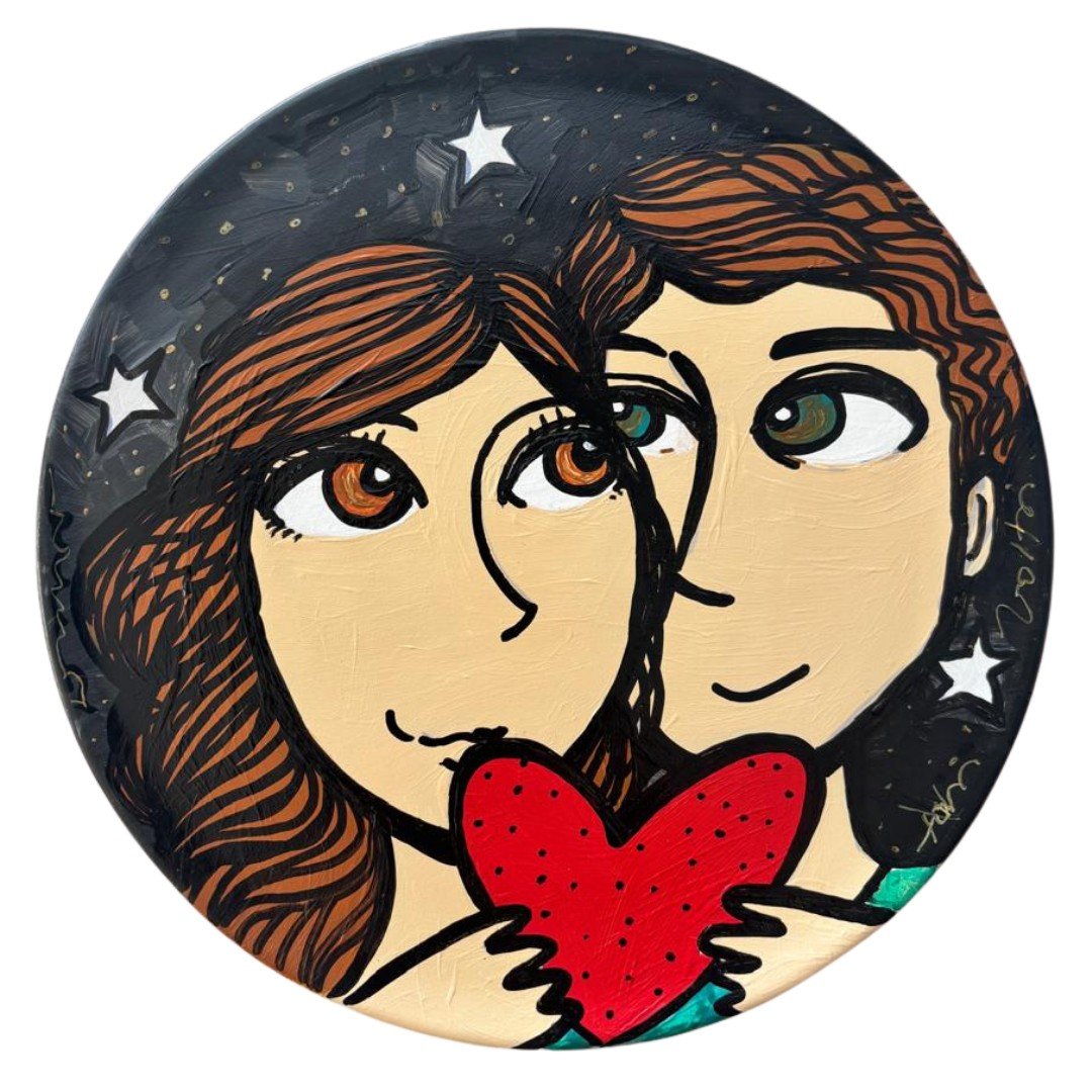 Prato de Porcelena Pintado a mão pela artista Adri Volpi