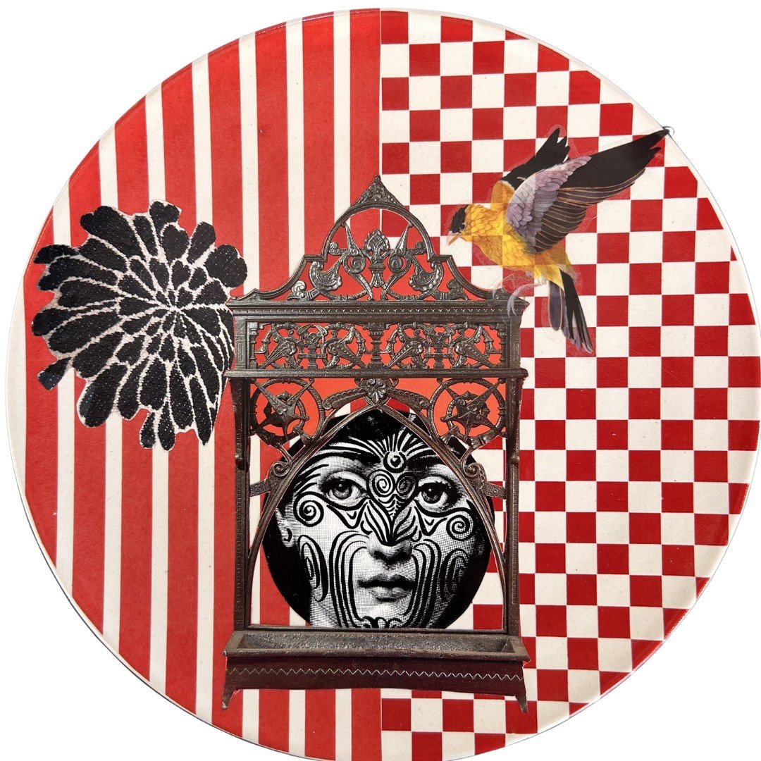 Prato Arte de Porcelena Pintado a mão - artista Lucia Eid